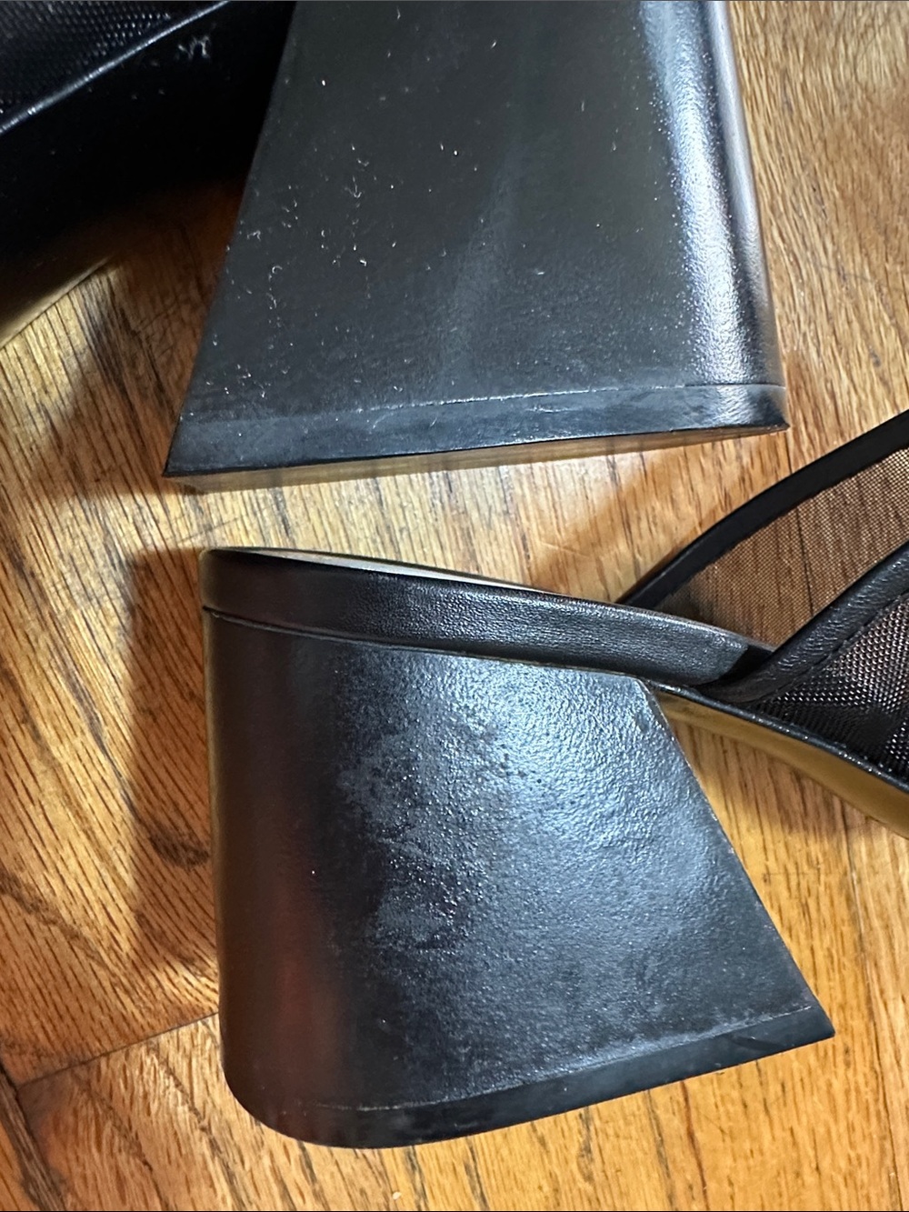 rag & bone Black Mesh Slide Mules with Sculpted Block Heel - Picture 7 of 8